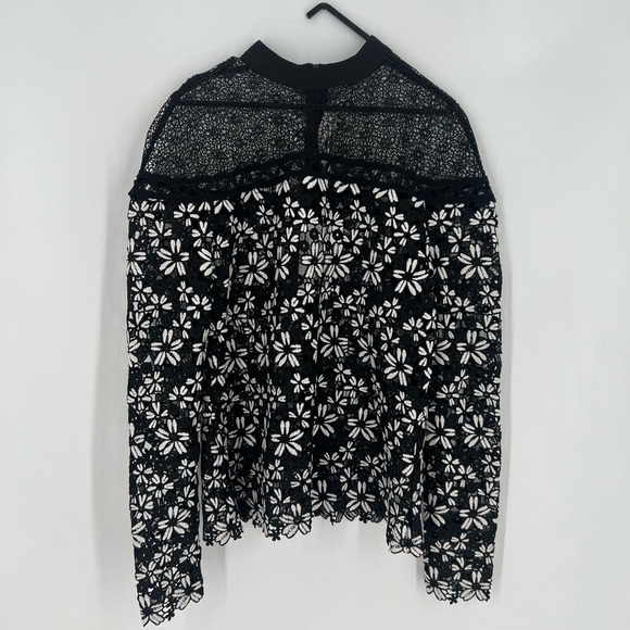 Self-Portrait Antoinette Guipure Mixed Floral Lace Sheer Top Romantic Blouse - Picture 1 of 9